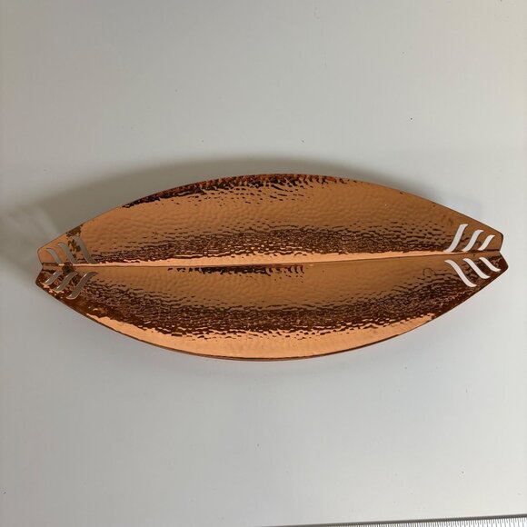 Cavalier Copperware Hammered Leaf Design Tray Decorative Cutout Home Decor E743C - Picture 1 of 8